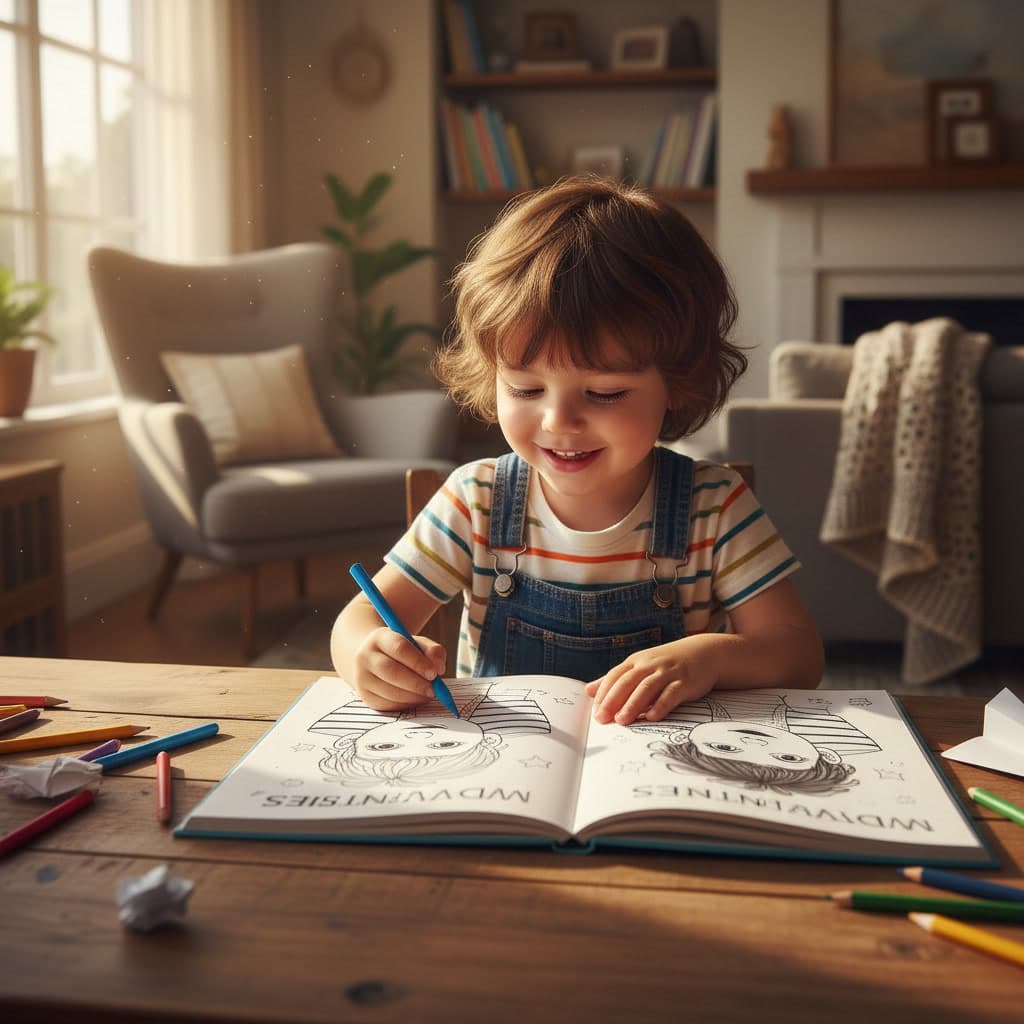 Дитина розмальовує персоналізовану розмальовку